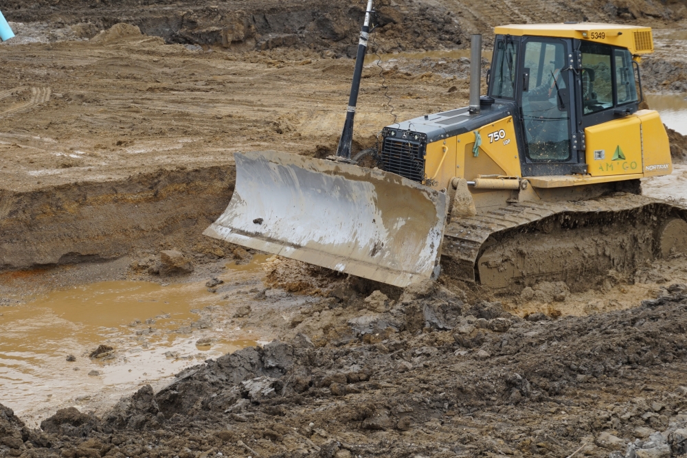 Excavation of one of the stormwater management ponds